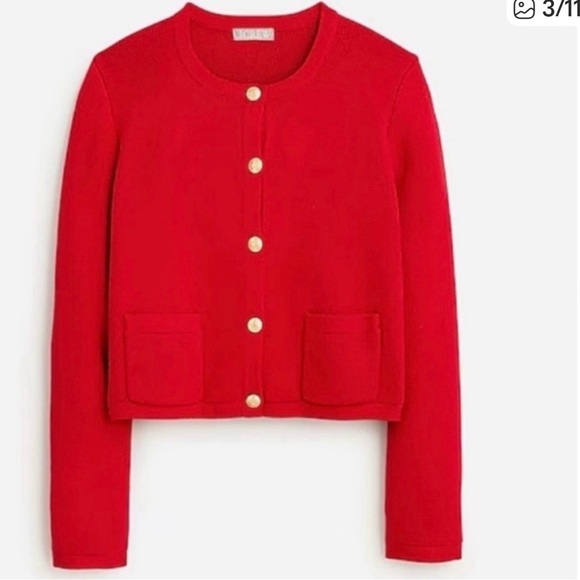 J.Crew Emilie Patch-pocket Sweater Lady Jacket | Red | Size S | Like New - Picture 4 of 15